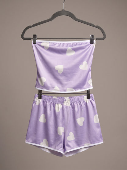 Lilac Hearts Πιτζάμα Σετ